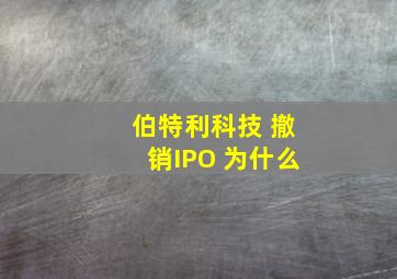 伯特利科技 撤销IPO 为什么